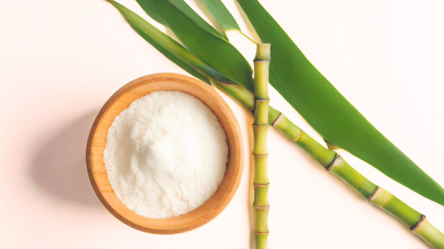 bamboo powder next to bamboo stems