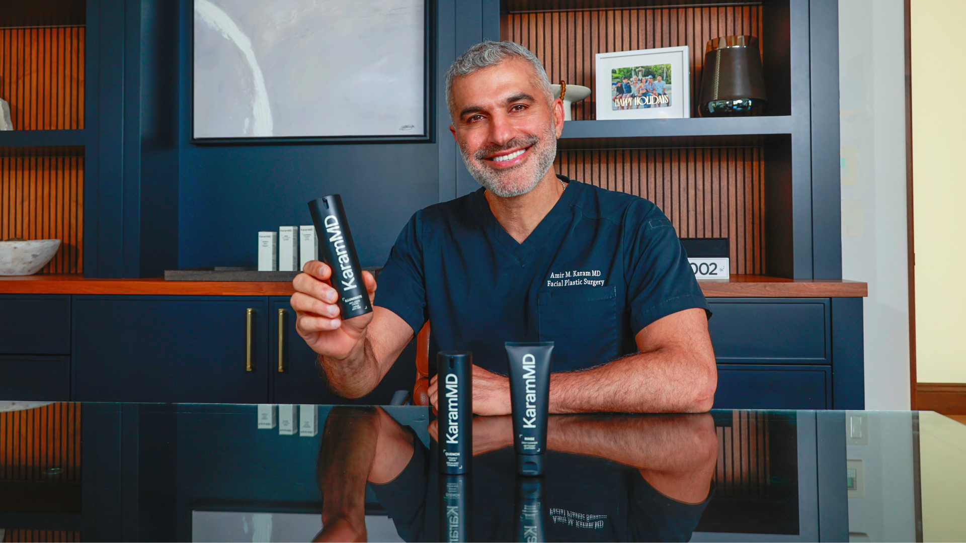 Dr. Karam with The Trifecta, an anti-aging skincare routine