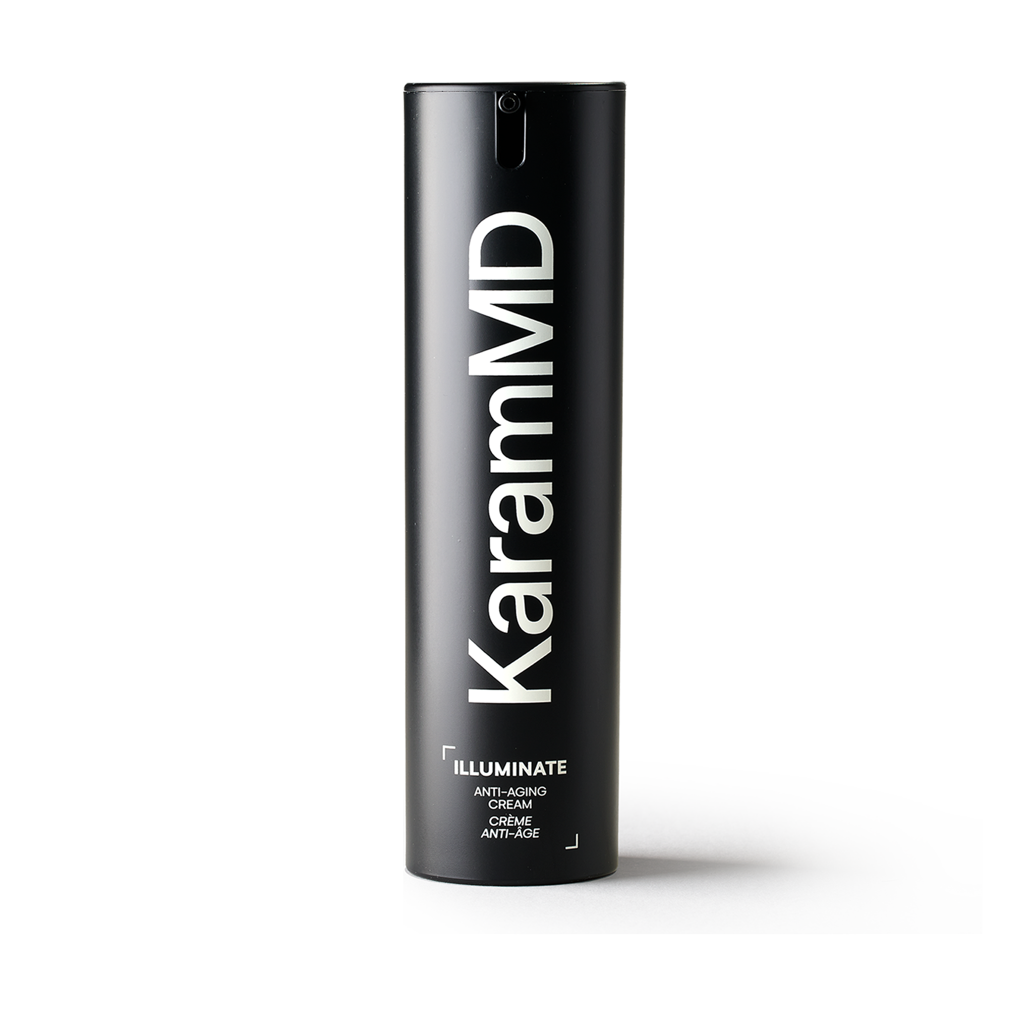 Primary product shot of Illuminate Anti-Aging Cream jar with packaging visible on a white background emphasizing the sleek design.