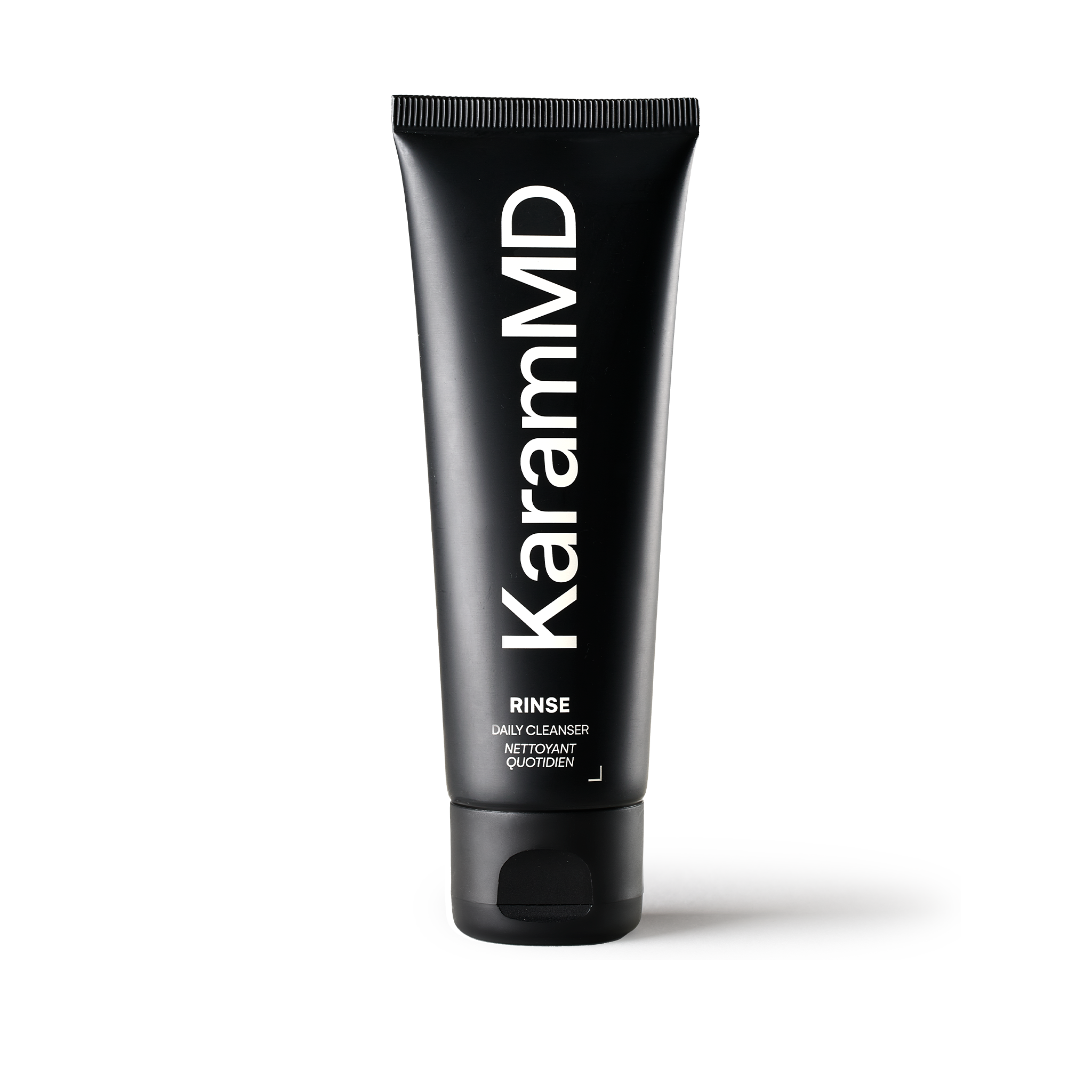 Primary product image of KaramMD Rinse Daily Cleanser on a clean white background highlighting sleek, modern packaging and gentle gel formula.