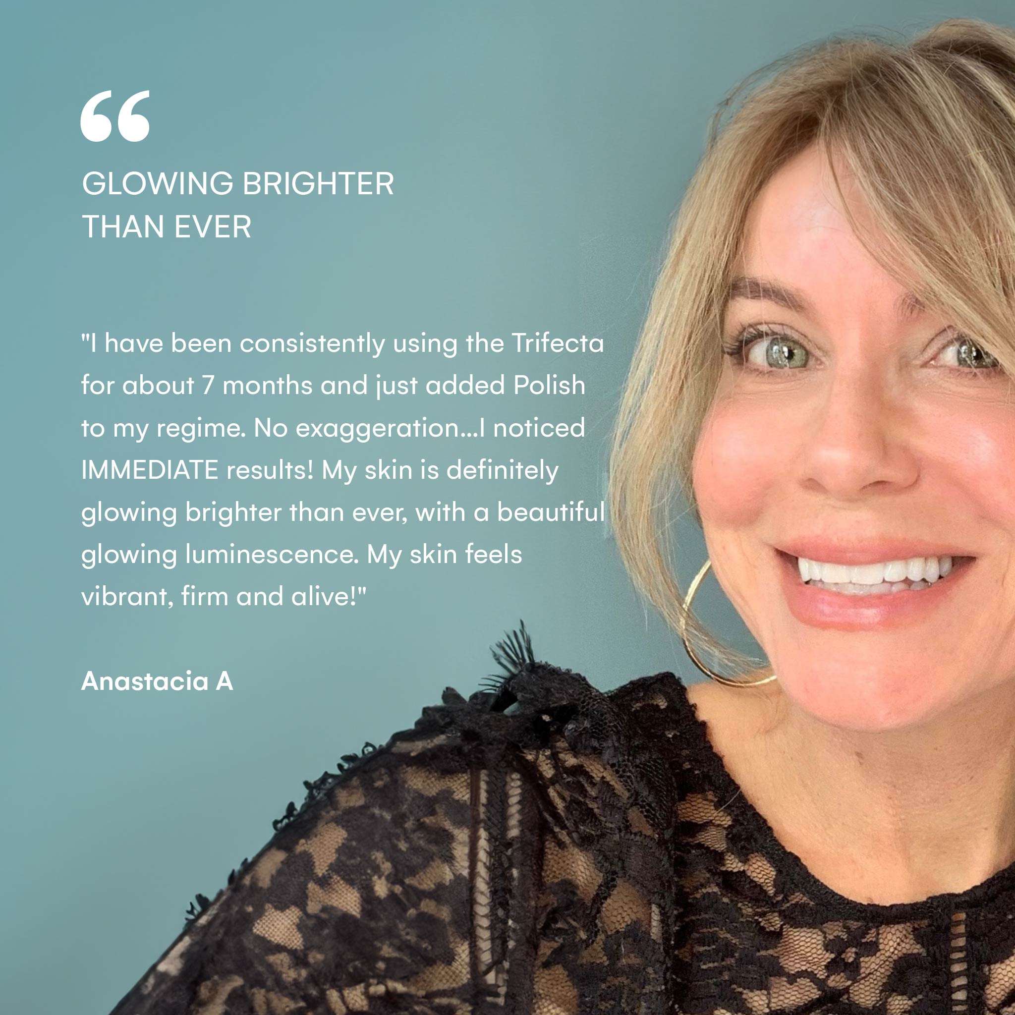 Customer review snapshot featuring real feedback and star ratings that highlight the skin-smoothing results of using Polish consistently.