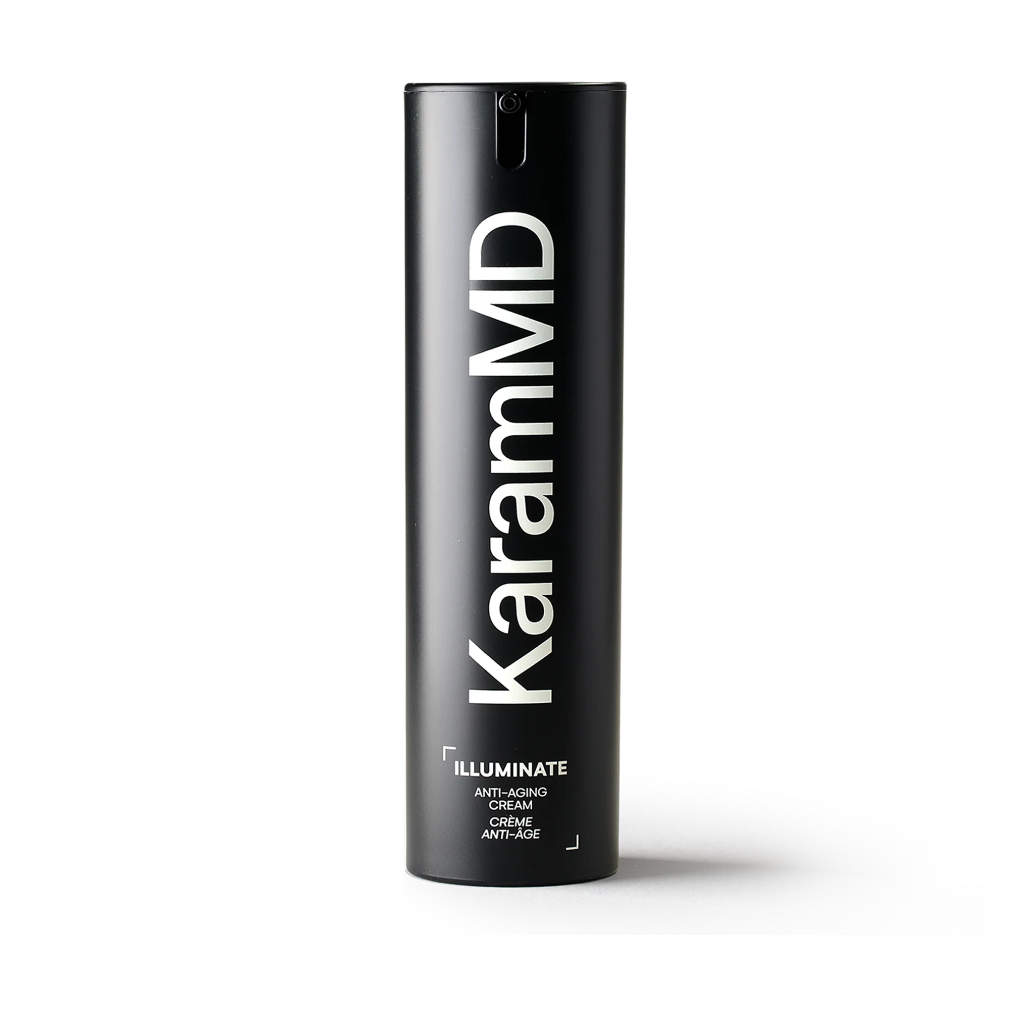 Primary product shot of Illuminate Anti-Aging Cream jar with packaging visible on a white background emphasizing the sleek design.