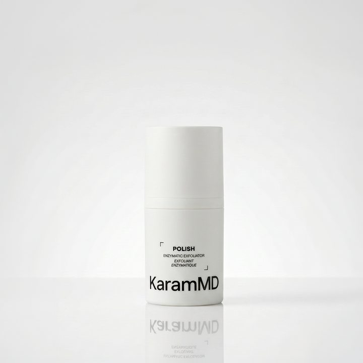 KaramMD Polish exfoliator on a white background