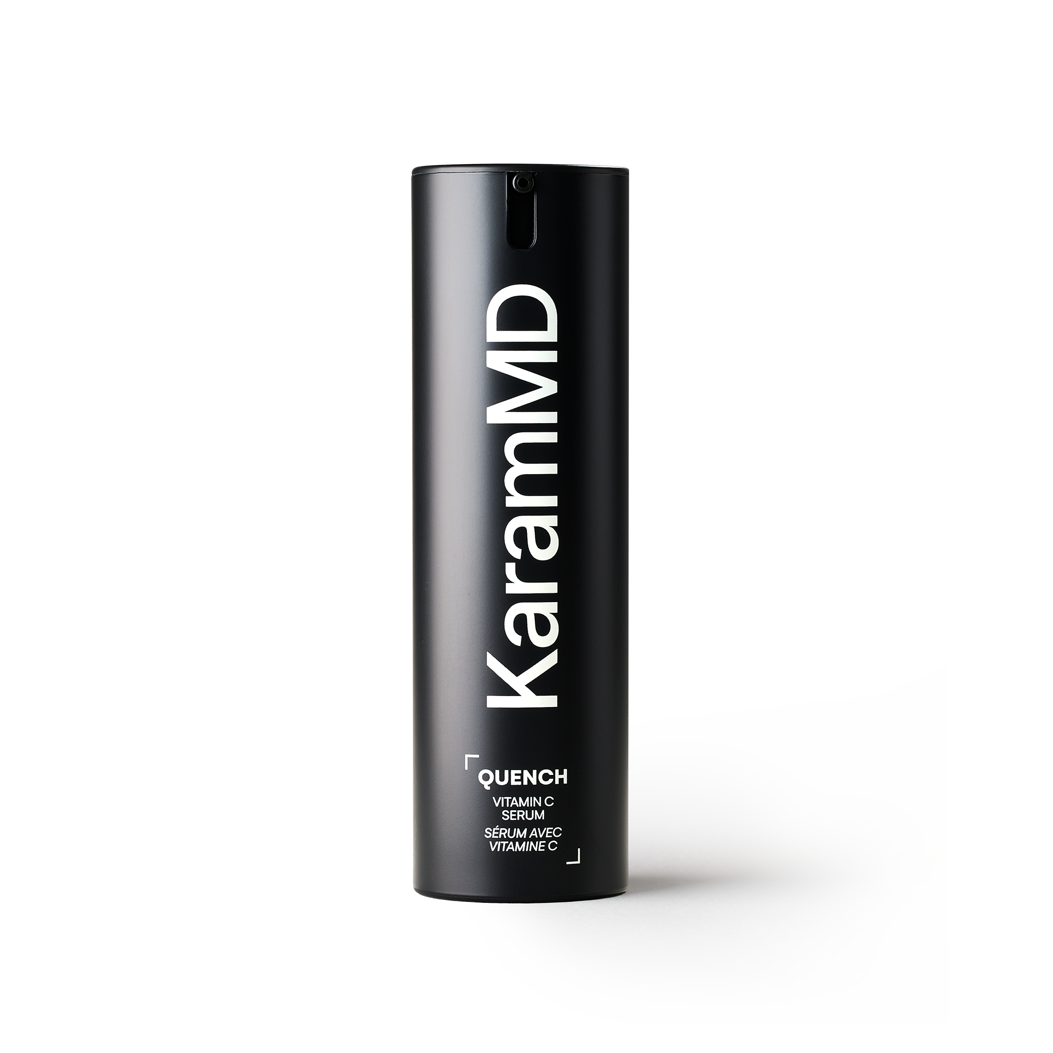 Primary product image of Quench Vitamin C Serum bottle on a clean white background showcasing minimalist packaging design. 