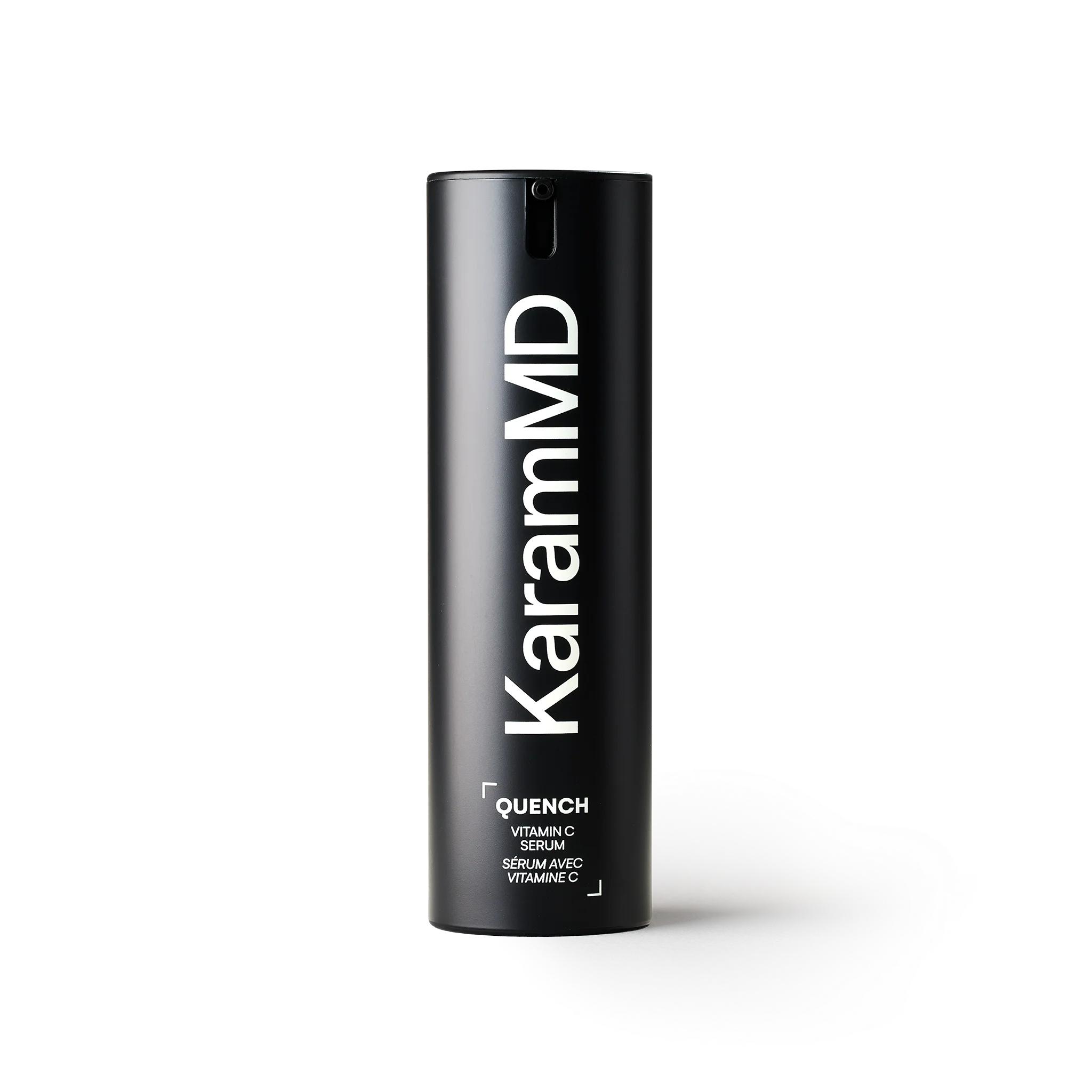 Primary product image of Quench Vitamin C Serum bottle on a clean white background showcasing minimalist packaging design. 